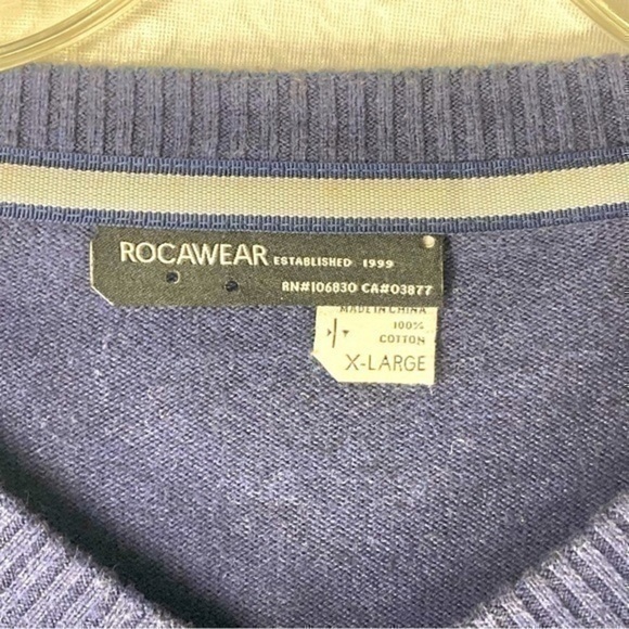 Rocawear Vintage Navy Blue V-Neck Sweater (size XL) - Picture 4 of 8